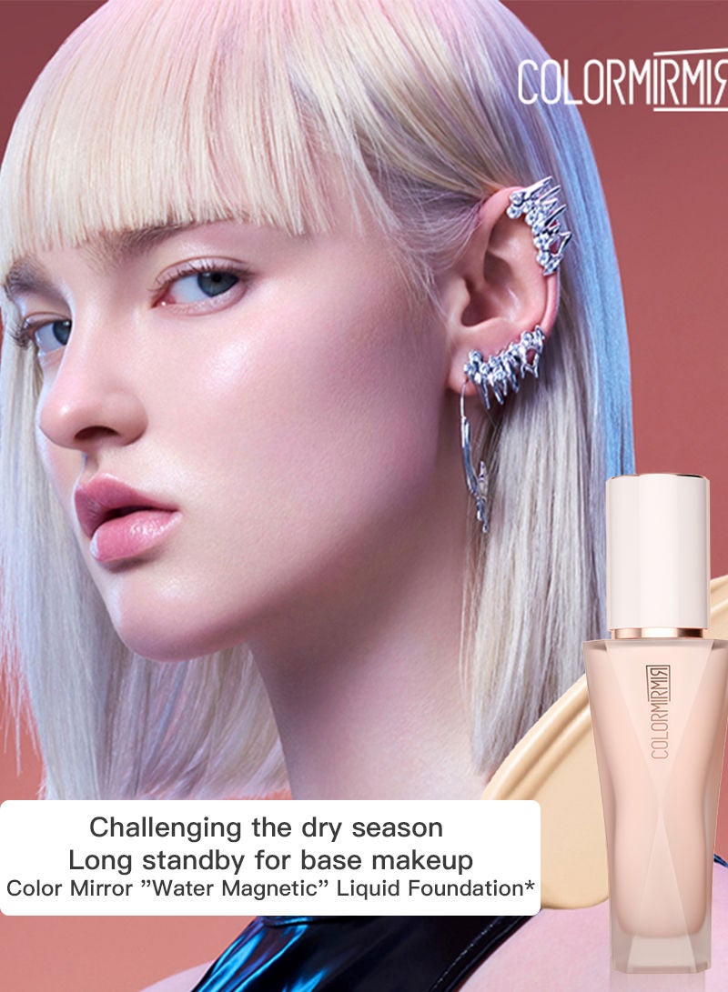 COLORMIRMIR Dry Skin Moisturizing Non-stick Powder Long-lasting Permanent Face Flawless Liquid Foundation - Image 3