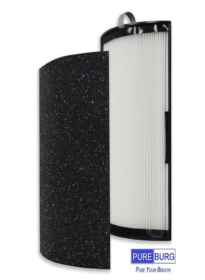 PUREBURG Replacement Filter Set Compatible with Hunter HPF500 Tower Air Purifier HP500FBLS HP500FGRS HP500FWHS, 2-Pack H13 HEPA + 8 Activated Carbon Pre-Filters - Image 2