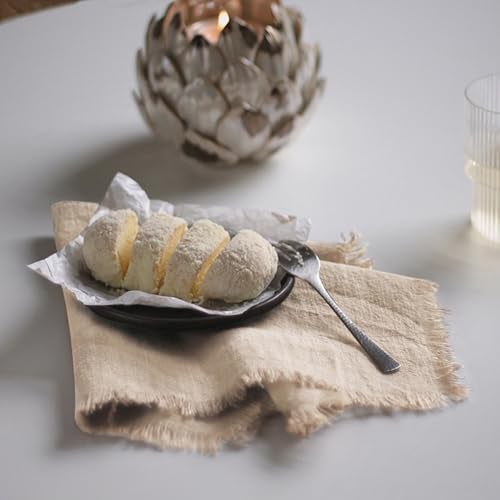 Ayuzawa Handmade Cloth Napkins 100% Cotton Napkins with Fringe，Delicate Handmade Cloth Napkins for Dinners, Parties, Weddings and More，18 x 18 Inch Set of 6 - Beige - Image 5