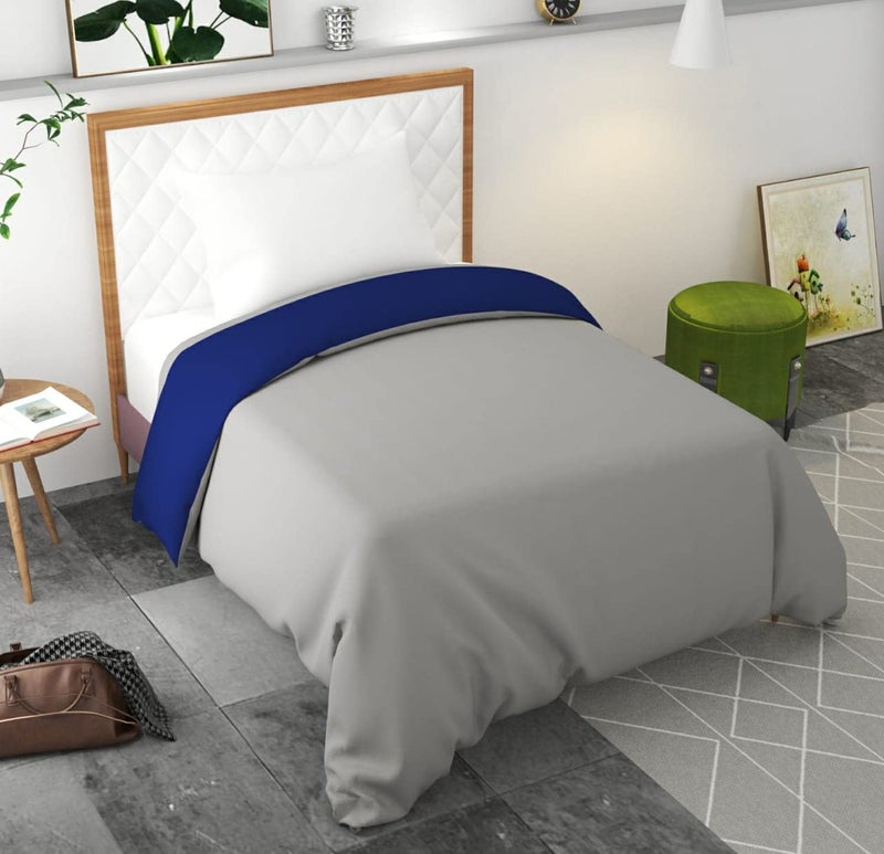 TURIYA 180 TC Microfiber 1 Pc Reversible Single Bed Duvet Cover/ Rajai Cover Cum Dohar; 90x60 inches; Blue and Grey - Image 3