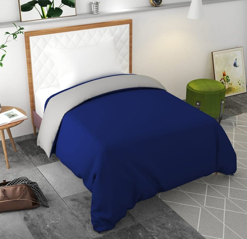 TURIYA 180 TC Microfiber 1 Pc Reversible Single Bed Duvet Cover/ Rajai Cover Cum Dohar; 90x60 inches; Blue and Grey - Image 2