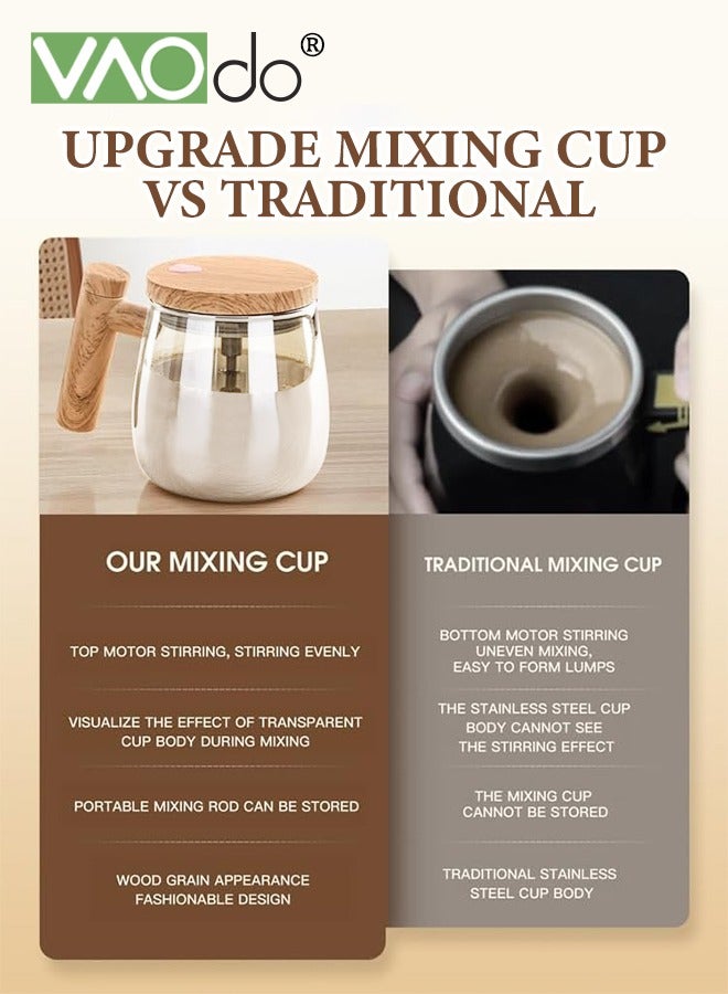 VAOdo Self Stirring Mug with Scale High Borosilicate Glass Electric Mixing Cup Removable Stirring Rod Rotating Travel Stirring Cup Suitable for Coffee Milk Protein Powder - Image 5