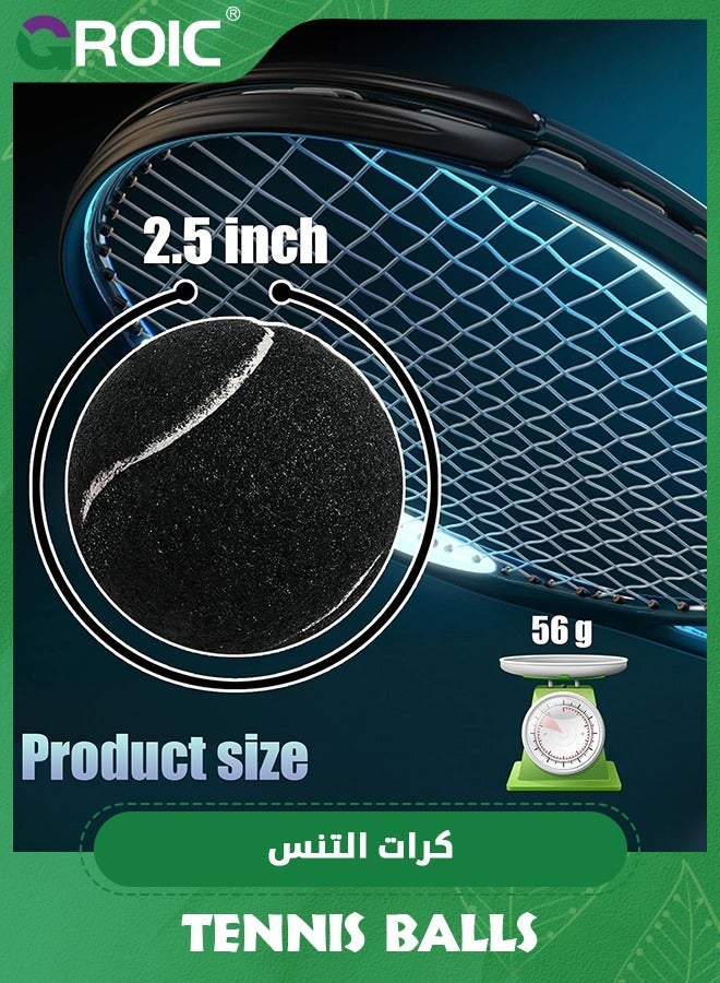 GROIC 12 Pack Tennis Balls, Durable Pressurized Balls Black Felt Training High Bounce Practice Professional for Beginners or Pets - Image 2