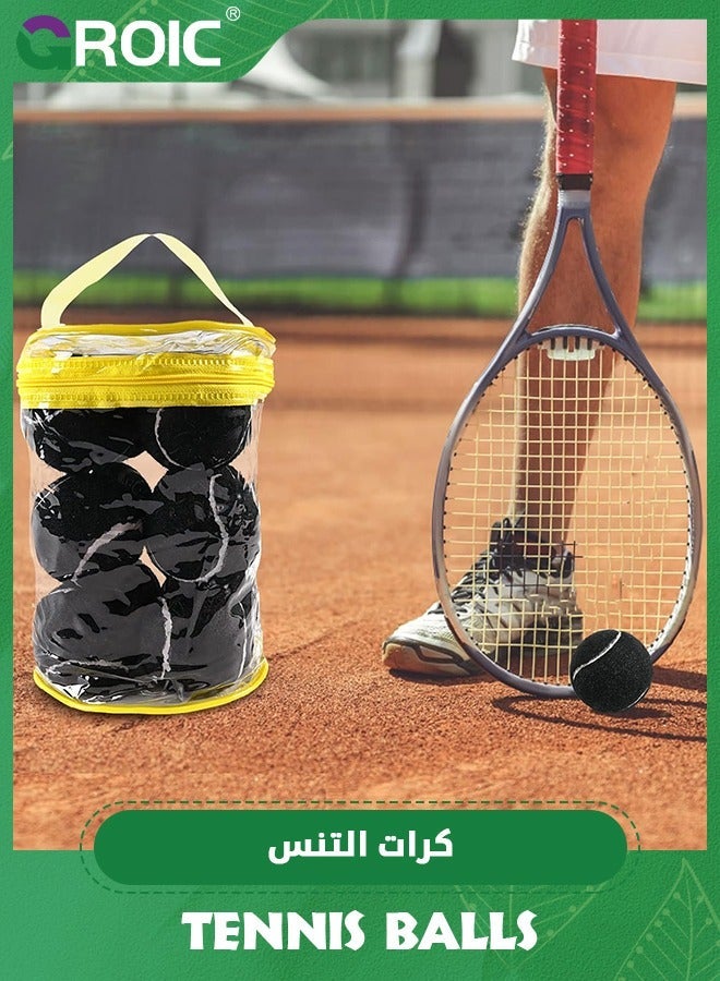 GROIC 12 Pack Tennis Balls, Durable Pressurized Balls Black Felt Training High Bounce Practice Professional for Beginners or Pets - Image 3