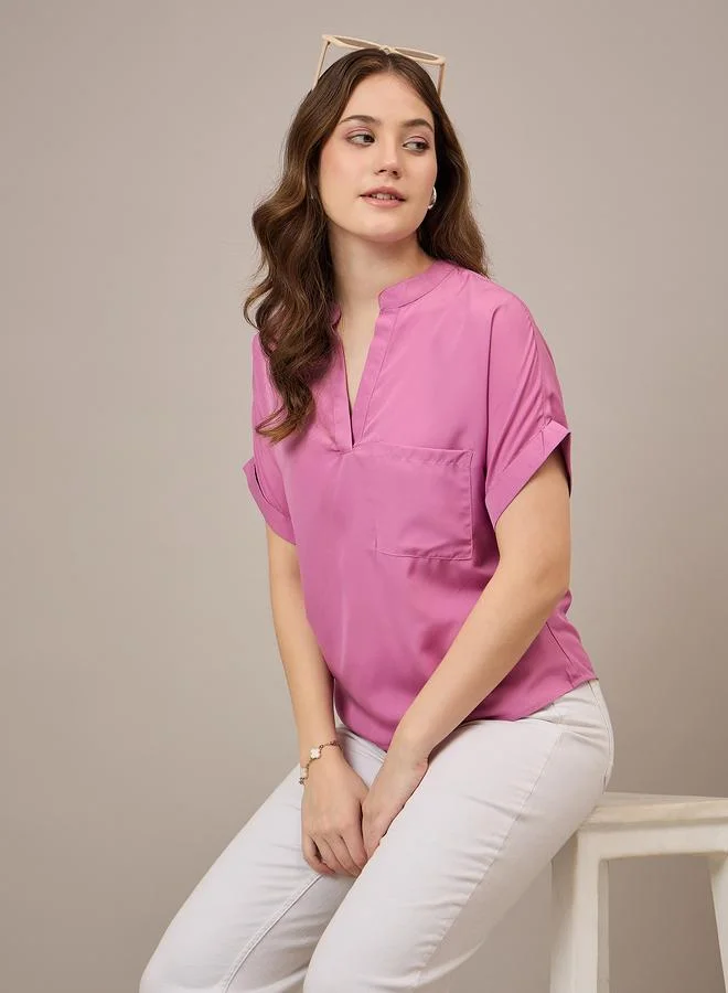 Kuwarii casual fit plain crepe tops for Women