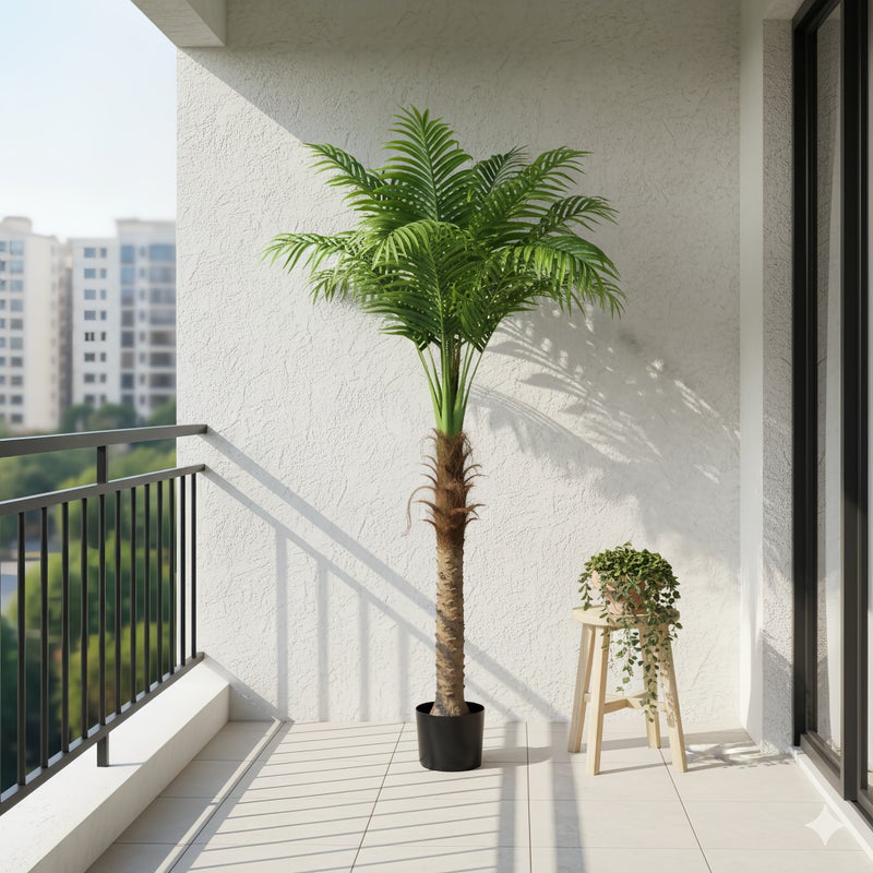 Sharpdo 210CM Fake Coconut Tree, Artificial Green Plants,Faux Tree for Home Decoration Outdoor Events Weddings Photography Props Potted Artificial DIY Tree Ideal for Any Space - Image 3