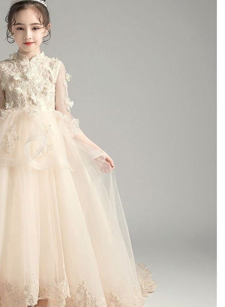 Girls' trailing flower girl princess dress catwalk fluffy little girl performance costume - Image 4