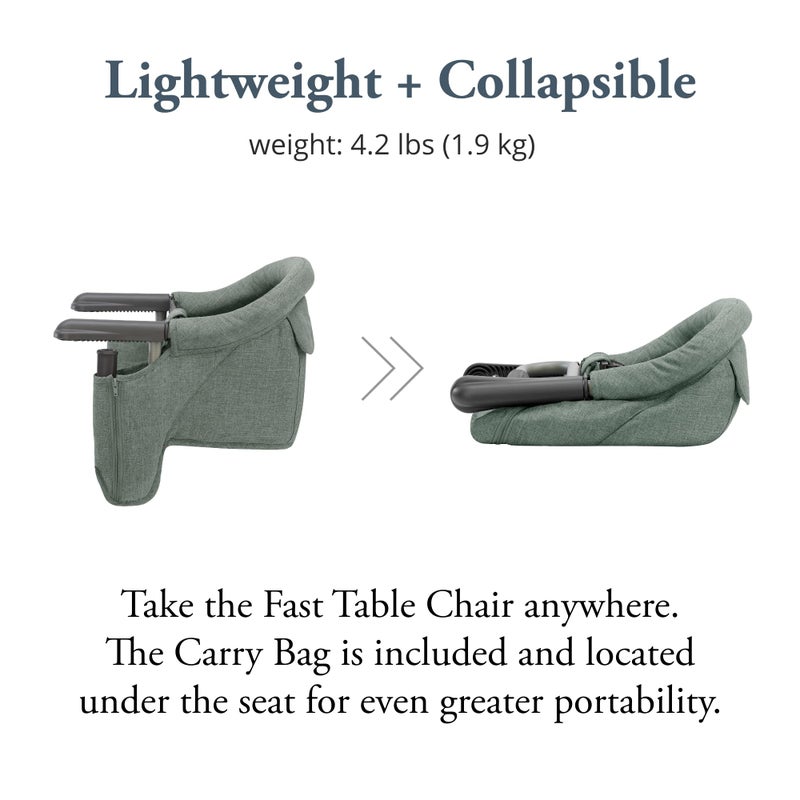 Inglesina Fast Table Chair - Pine Green Melange + Fast Dining Tray - Portable Baby High Chair - for Babies & Toddlers up to 37 lbs - Fits Tables 0.8'' to 3.5'' Thick - Compact - Travel Bag Included - Image 4