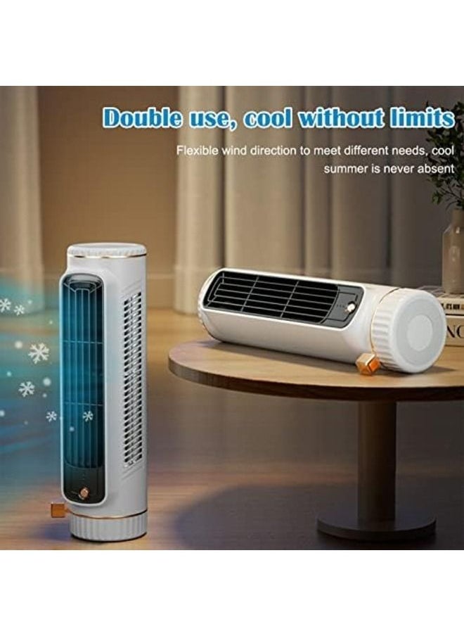 erorex - Desktop Tower Fans Desk Table Fan with 3 Speeds 25ft/s Velocity 25dB Cooling Fan Quiet Cooling Portable Small Bladeless Fan for Bedroom Home Office Desktop White - Image 1