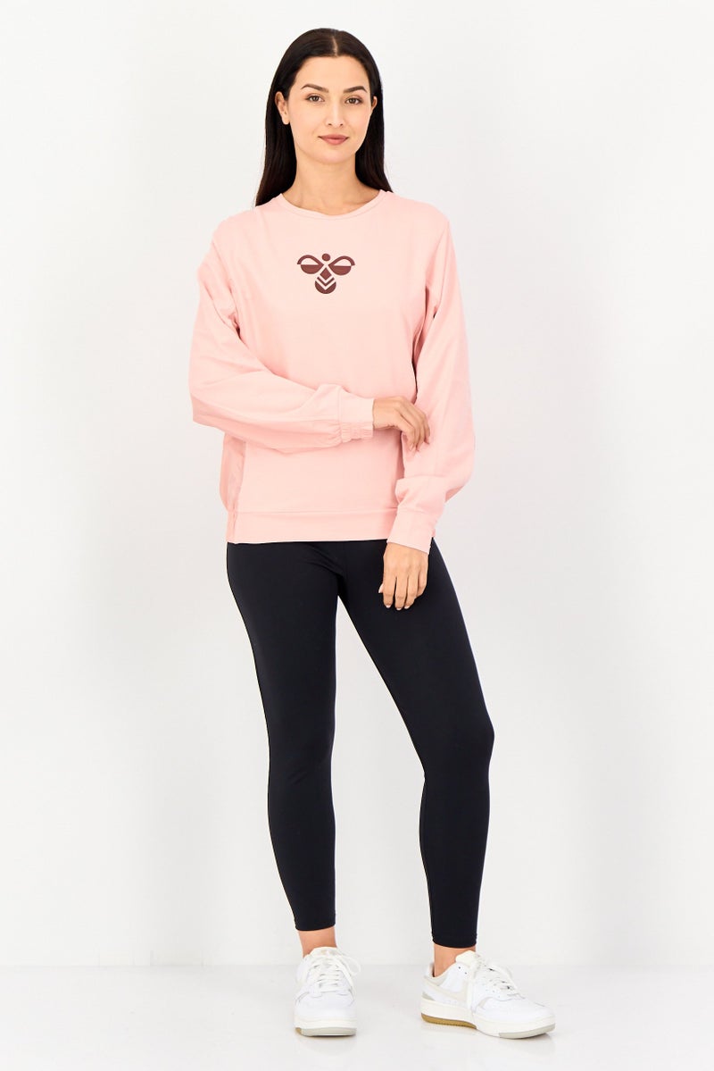 Hummel Women Sportswear Fit Long Sleeve Training Sweatshirt, Peach - Image 3