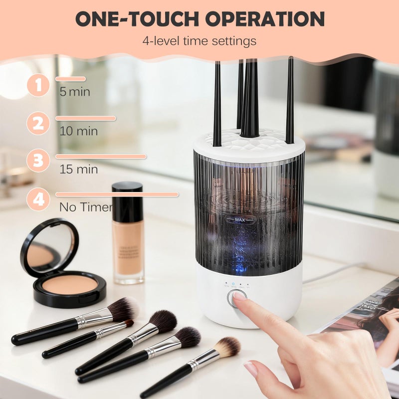 SUTENG Electric Makeup Brush Cleaner Machine, 4 Timer Settings Cosmetic Brush Cleaner, Make Up Brush Cleaner Cleanser for All Size Brushes, Automatic Beauty Tool â€“ Great Gift for Women - Image 3