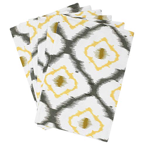 Dekor World 3 Ikat Printed Yellow Table Runner with 4 Pcs Place Mat (33x120cm/33x47cm) (Pack of 5 Pcs)-4 Seater Dinning & Center Table - Image 3