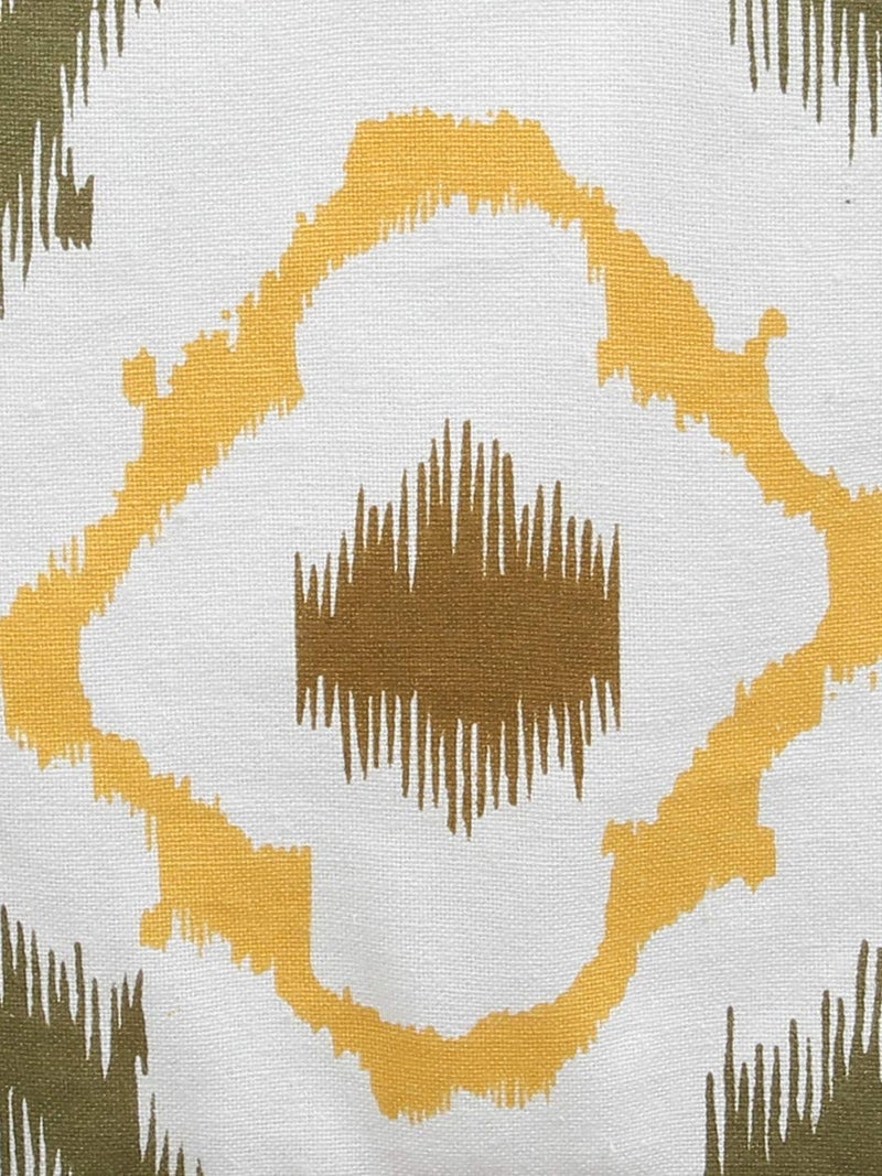 Dekor World 3 Ikat Printed Yellow Table Runner with 4 Pcs Place Mat (33x120cm/33x47cm) (Pack of 5 Pcs)-4 Seater Dinning & Center Table - Image 4