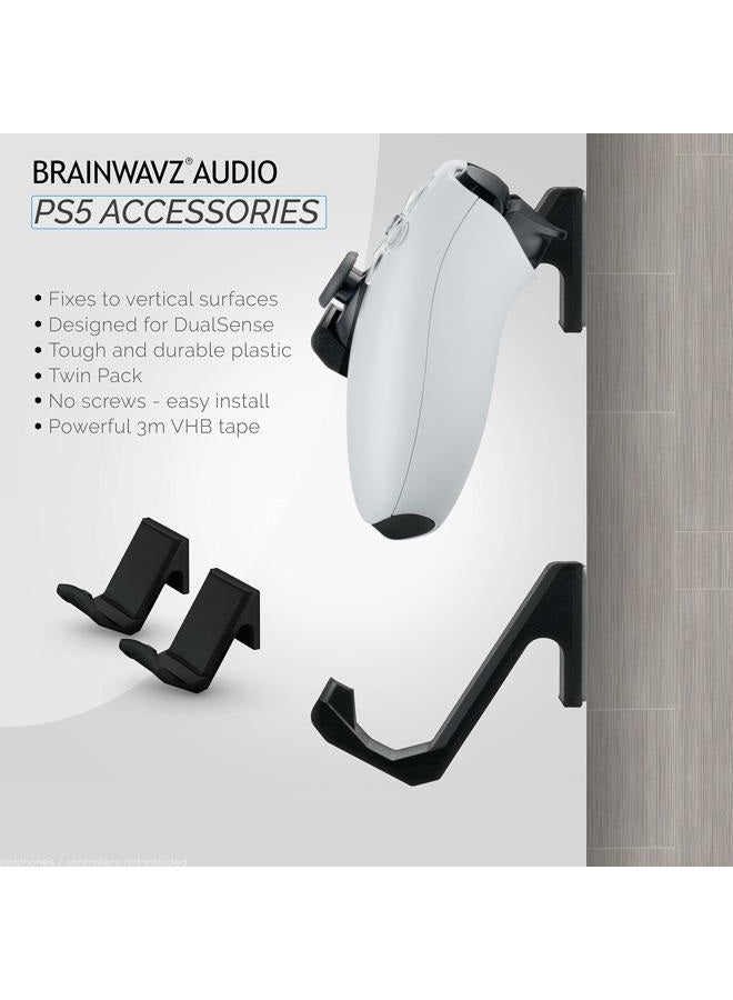 BRAINWAVZ Game Controller Wall Mount (2 Pack) for PS5 DualSense Holder Hanger Stand Bracket for Playstation PS5 Gamepad, No Screws, Strong VHB Adhesive (Black), - Image 3