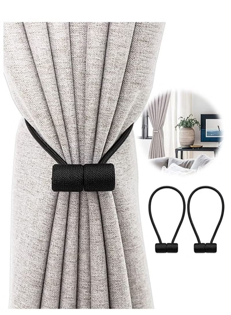 Magnetic Curtain Tiebacks Clips, 2Pcs Window Curtain Holdbacks, Curtain Tiebacks with Upgraded Larger Magnet, Decorative Magnetic Curtain Holdback for Blackout/Sheer Window Treatment, Home Office - Image 1