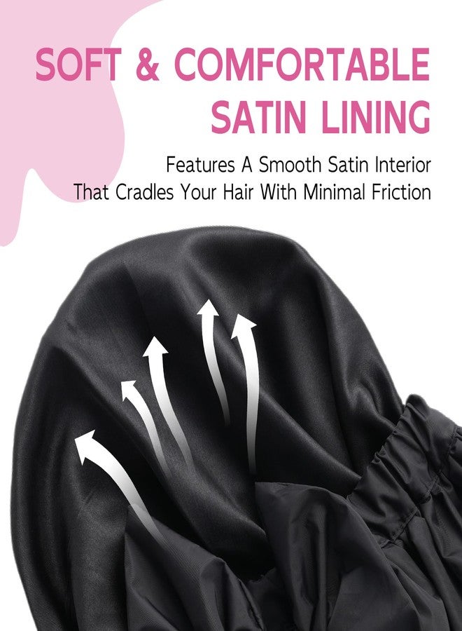 Years calm Shower Cap for Women with 2 Hair Ties, Luxury Shower Caps for Women Reusable Waterproof, Detachable Bowknot Satin Lined Hair Cap for Long Hair, Fit Spa, Travel, Shower - Image 2