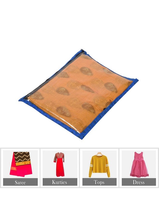 Kuber Industries Kuber Industries Saree Cover | Clothes Storage Bag | Saree Cover with Zip Closure | Single Packing Wardrobe Organizer | Cloth Stoarge Organizer | Dot Design | Pack of 6 | Blue - Image 4