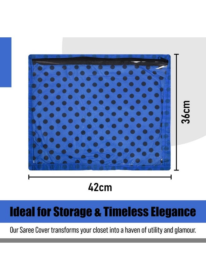 Kuber Industries Kuber Industries Saree Cover | Clothes Storage Bag | Saree Cover with Zip Closure | Single Packing Wardrobe Organizer | Cloth Stoarge Organizer | Dot Design | Pack of 6 | Blue - Image 3