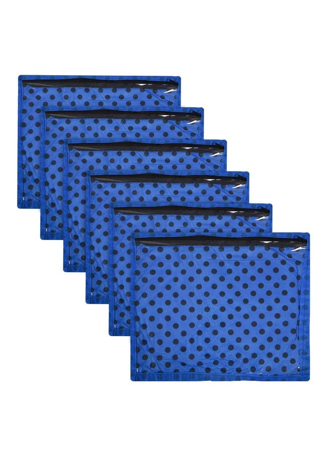 Kuber Industries Kuber Industries Saree Cover | Clothes Storage Bag | Saree Cover with Zip Closure | Single Packing Wardrobe Organizer | Cloth Stoarge Organizer | Dot Design | Pack of 6 | Blue - Image 1
