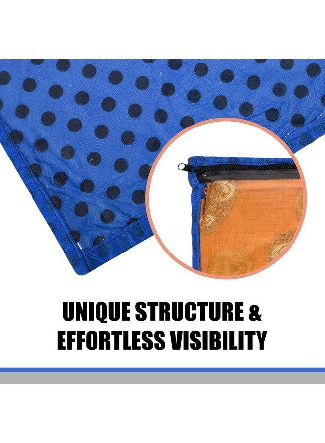 Kuber Industries Kuber Industries Saree Cover | Clothes Storage Bag | Saree Cover with Zip Closure | Single Packing Wardrobe Organizer | Cloth Stoarge Organizer | Dot Design | Pack of 6 | Blue - Image 5
