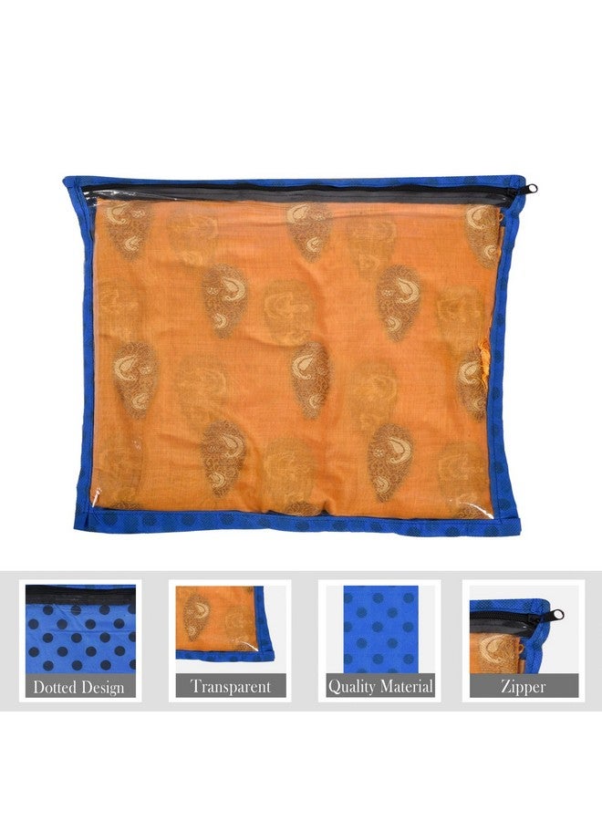 Kuber Industries Kuber Industries Saree Cover | Clothes Storage Bag | Saree Cover with Zip Closure | Single Packing Wardrobe Organizer | Cloth Stoarge Organizer | Dot Design | Pack of 6 | Blue - Image 2
