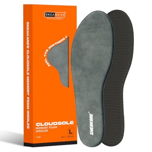 SNEAKARE CloudSole Memory Foam Insoles for Men & Women – Soft, Anti-Slip Shoe Insole with Shock Absorption, Trimmable Inner Sole for Shoes, Sneakers, Boots & Casuals (Pack of 1, Large) - Image 1