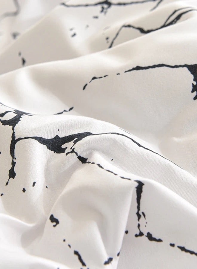 LUNA Home 6 piece king size bed linen set in Scandinavian style with marble pattern. - Image 3