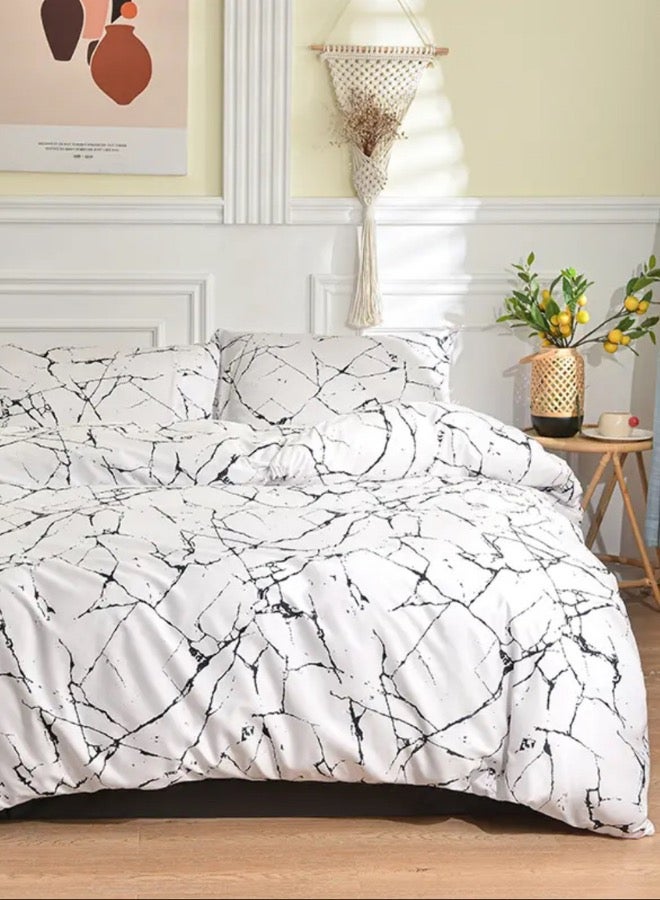 LUNA Home 6 piece king size bed linen set in Scandinavian style with marble pattern. - Image 1
