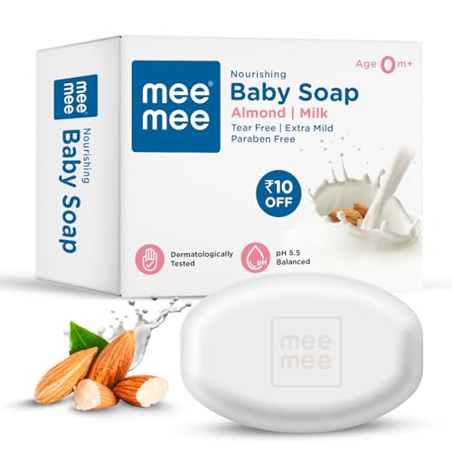 Mee Mee Nourishing Baby Soap for Bath Bar with 100% Natural Almond Oil & Milk Extract, Dermatologically Tested for Soft Baby Skin, 75 Gram - Image 1