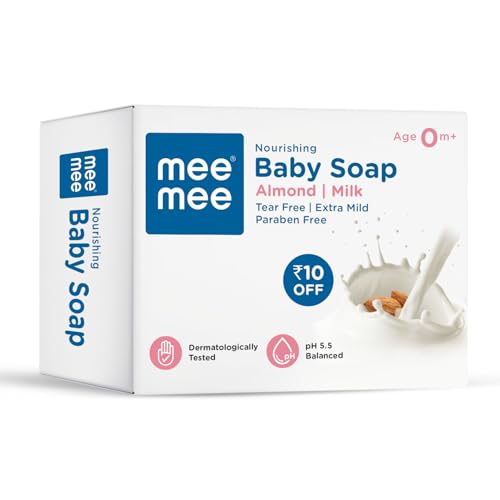 Mee Mee Nourishing Baby Soap for Bath Bar with 100% Natural Almond Oil & Milk Extract, Dermatologically Tested for Soft Baby Skin, 75 Gram - Image 2