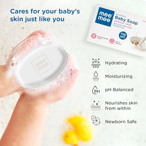 Mee Mee Nourishing Baby Soap for Bath Bar with 100% Natural Almond Oil & Milk Extract, Dermatologically Tested for Soft Baby Skin, 75 Gram - Image 3