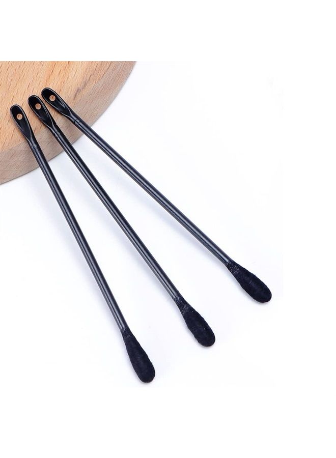 Luzen 100Pcs Disposable Plastic Blackhead Remover Pimple Popper Tool Professional Double Headed Blackhead Extractor Removal Stick Cotton Swab Beauty Tool, Black - Image 1