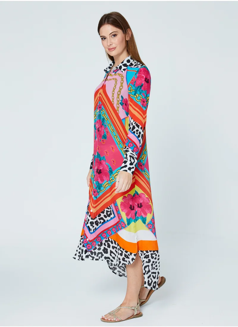 Couturelabs Multi-Print Midi-Shirt Dress