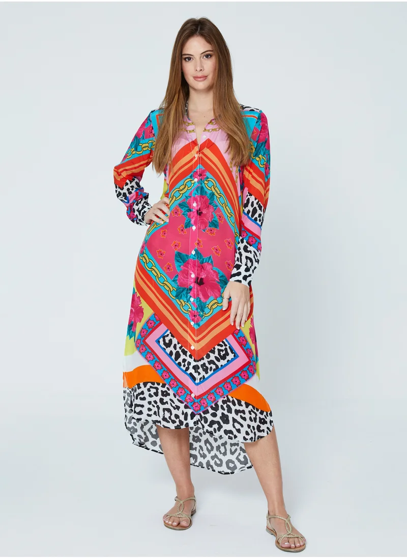 Couturelabs Multi-Print Midi-Shirt Dress