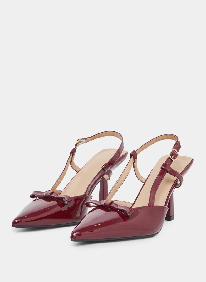 Styli Styli Burgundy Patent Slingback Pumps