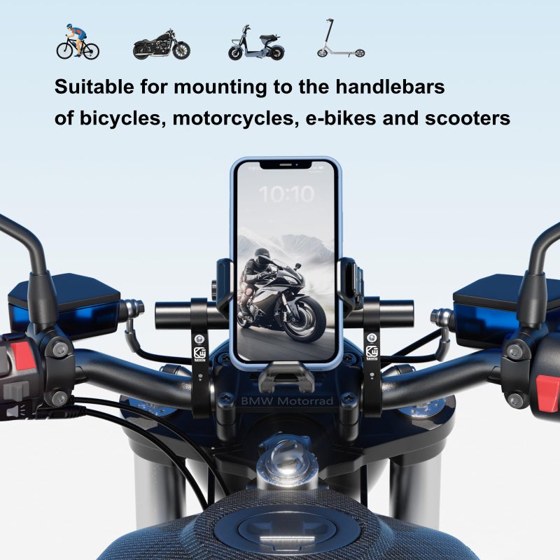 BRCOVAN Aluminum Alloy Handlebar Extender Extensions with 8'' Long Cross Bar with Double Clamp Mounting Base Fit 0.875'' / 1'' / 1.125'' / 1.26'' Handlebars for Bike Bicycle Motorcycle Scooter ATV - Image 5