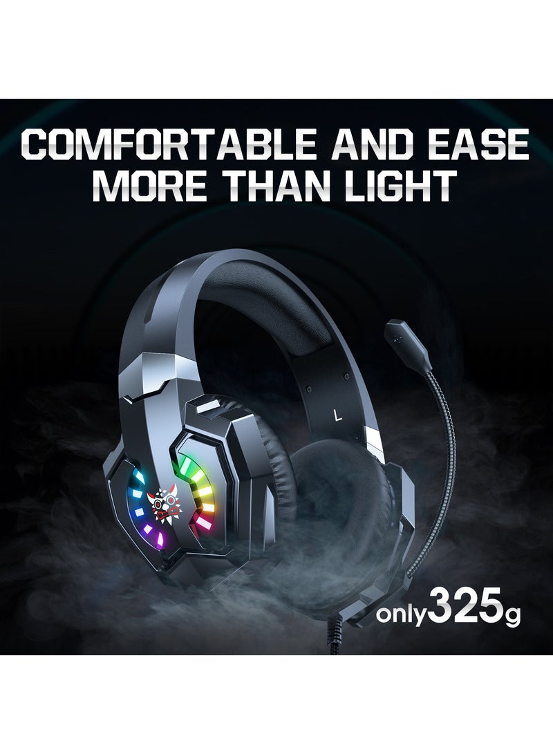 onikuma X32 Wired Gaming Headset Noise Cancelling Headphones Music Earphones Suitable For Computer Laptop With RGB Lighting Mic - Image 5