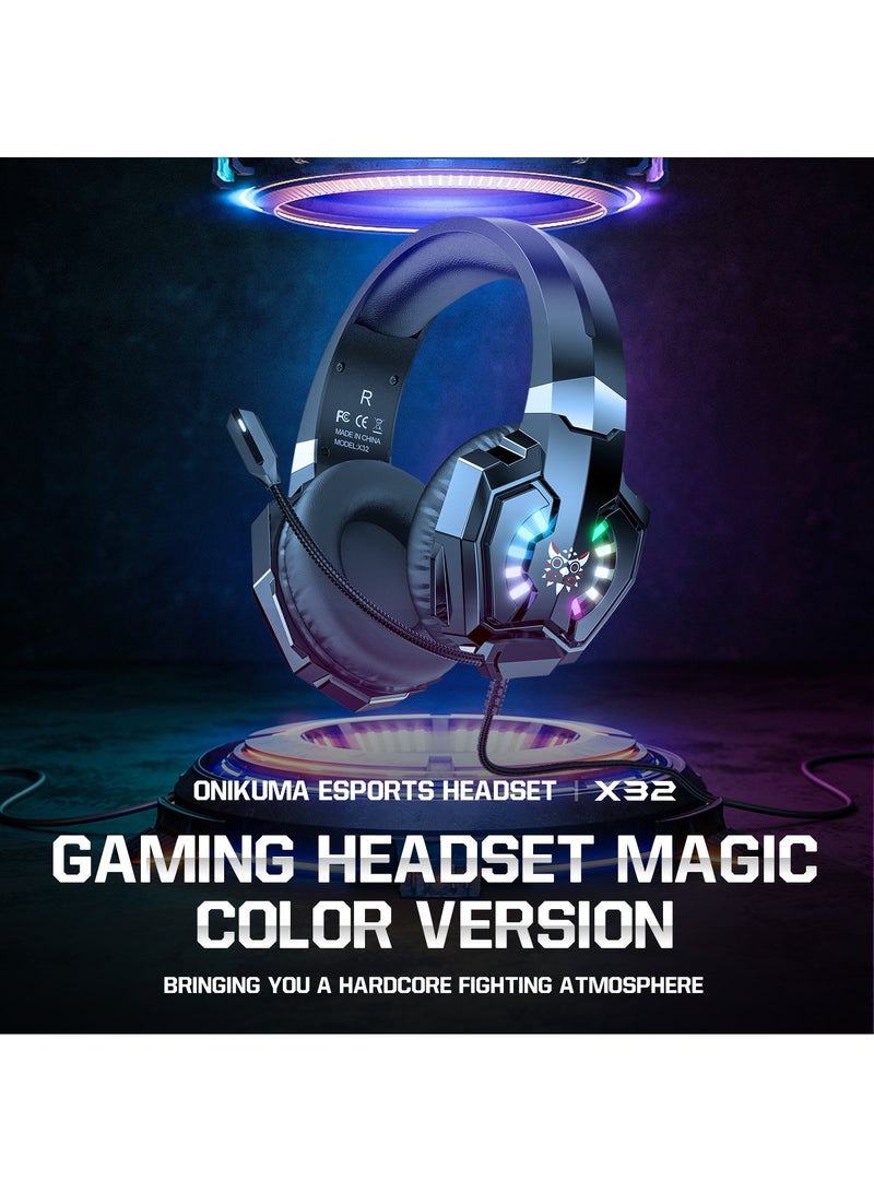 onikuma X32 Wired Gaming Headset Noise Cancelling Headphones Music Earphones Suitable For Computer Laptop With RGB Lighting Mic - Image 3