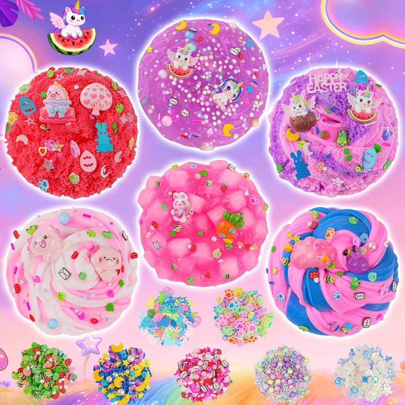 LAWOHO 6 Pack Pink Slimes, Glow in the Dark Cloud Slime kit for Girls Ages 8-12, Perfect Kids Butter Slime Party Favors Goodie Bag Stuffers, Stress Relief Toys for Birthday Valentine's Day Easter Gift - Image 3