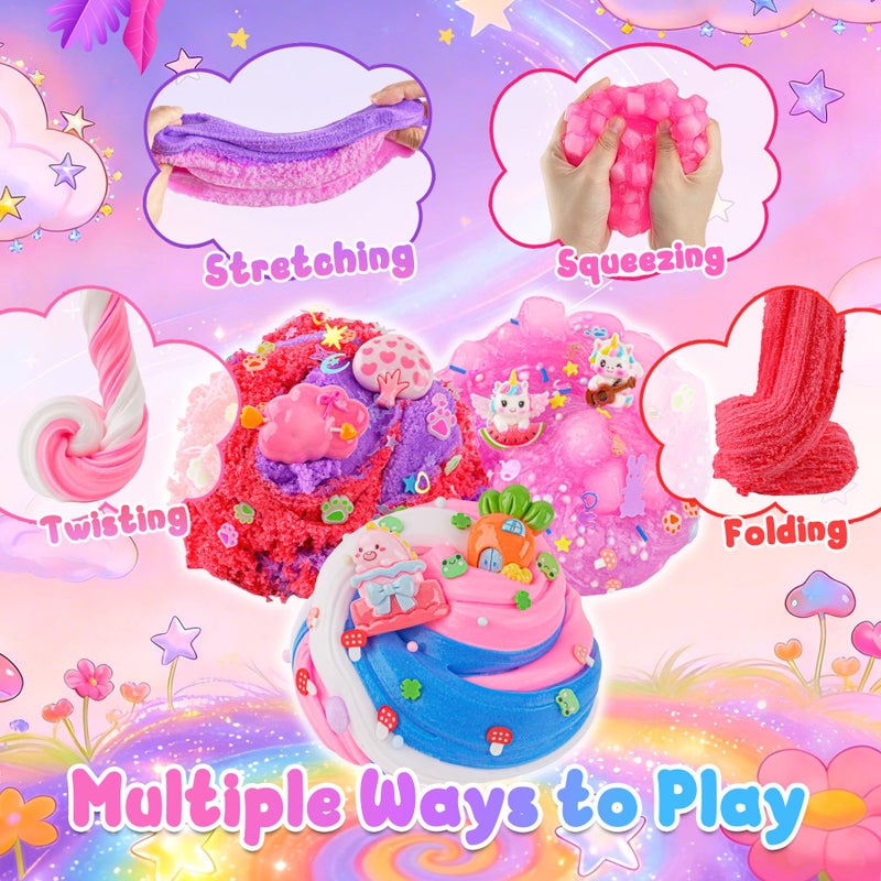 LAWOHO 6 Pack Pink Slimes, Glow in the Dark Cloud Slime kit for Girls Ages 8-12, Perfect Kids Butter Slime Party Favors Goodie Bag Stuffers, Stress Relief Toys for Birthday Valentine's Day Easter Gift - Image 4