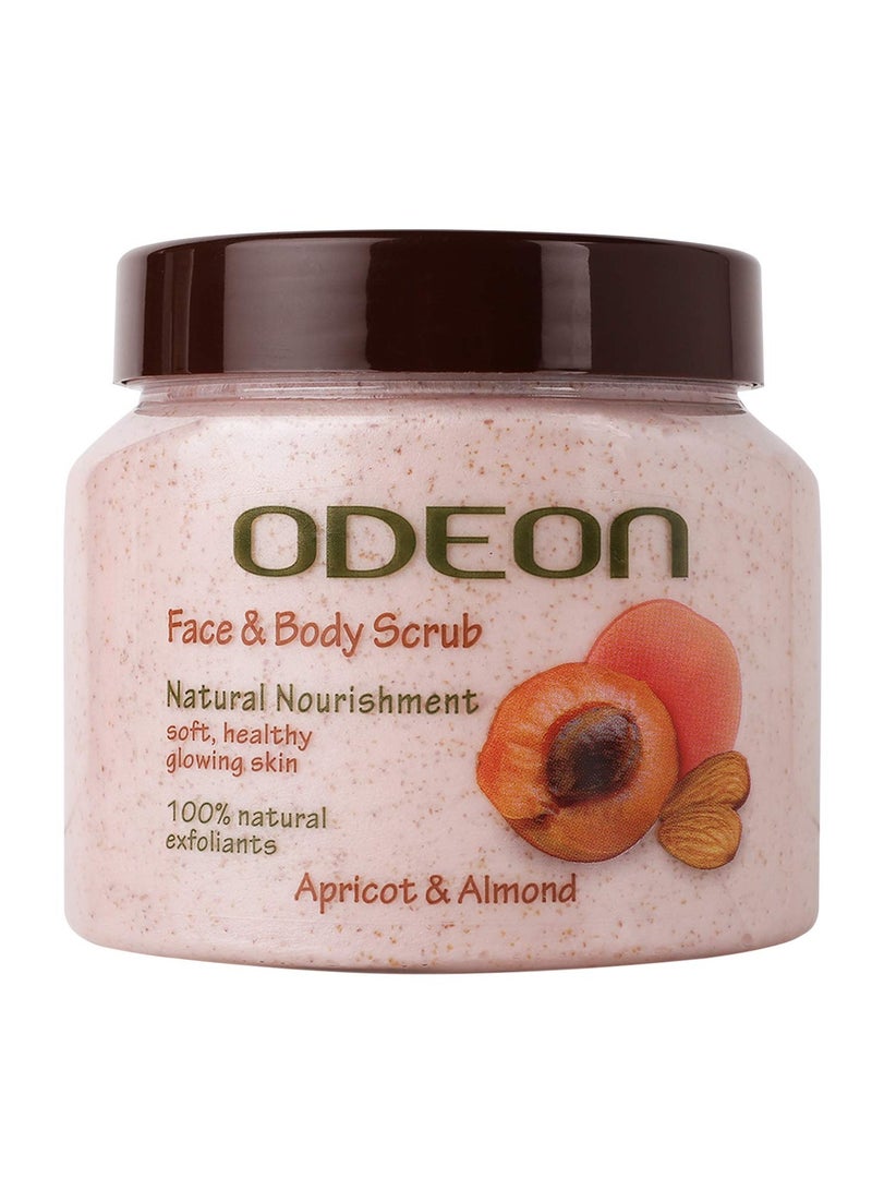 Odeon Apricot and Almond Body Scrub (300ml) Exfoliating Body Scrub for Even and Glowing Skin Reduce Fine Lines Nutrient-Rich Almond Oil Scrub Gentle Exfoliating Face Scrub - Image 1