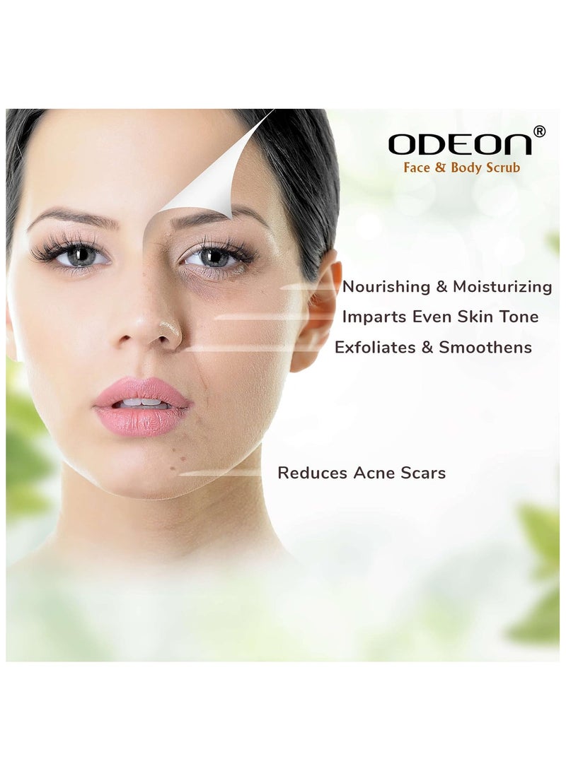 Odeon Apricot and Almond Body Scrub (300ml) Exfoliating Body Scrub for Even and Glowing Skin Reduce Fine Lines Nutrient-Rich Almond Oil Scrub Gentle Exfoliating Face Scrub - Image 4