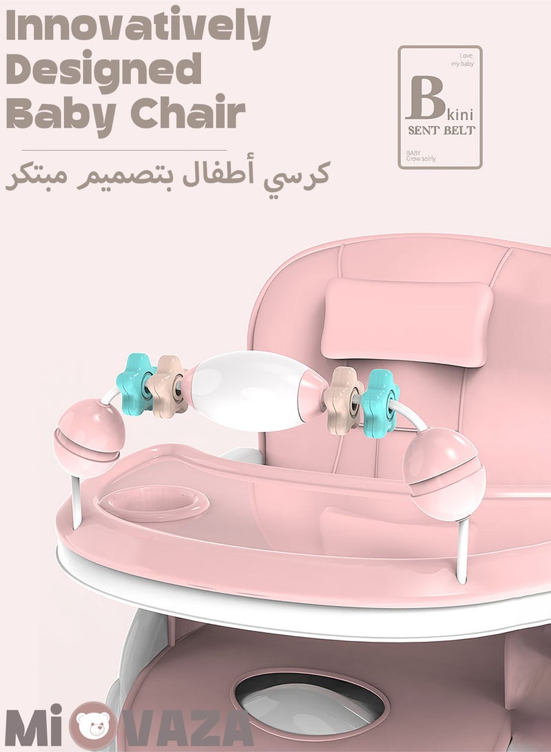 Mi VAZA 3 In 1 High Chairs For Babies And Toddlers, Convertible High Chair, Versatile, Easy Clean And Space Saver High Chair, Baby High Chair With Foot Rest And Adjustable Tray For Travel - Pink - Image 4