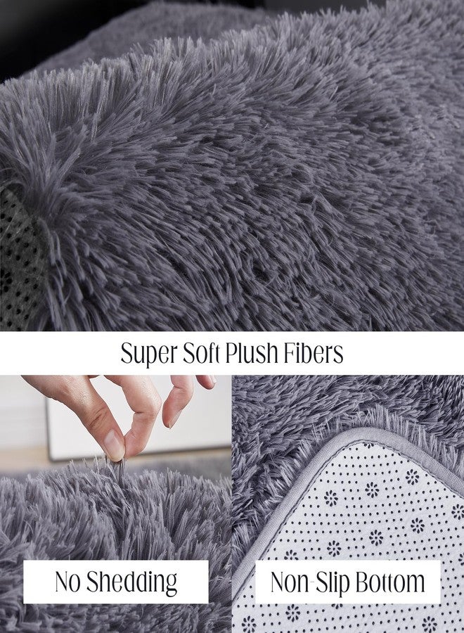 Puremy Fluffy Shag Area Rug, 4x6 Grey Rugs for Bedroom, Soft Plush Area Rugs for Living Room, Non-Slip Indoor Carpet for Nursery, Study Room, Dressing Room, Home Decor - Image 3