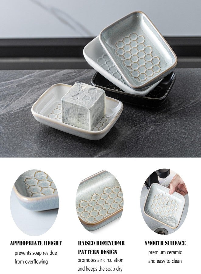 Gomakren Soap Dish for Shower, Bar Soap Holder, Ceramic Soap Dishes for Bar Soap, Sponge Holder Soap Saver Soap Tray for Bathroom Kitchen Sink, 5.5 Inch, Gray - Image 4