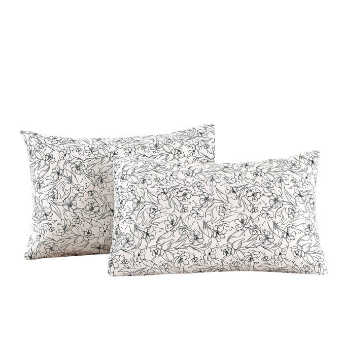 2 PACK PILLOWCASE STANDARD SIZE WITH WHITE BLACK FLORAL PILLOW CASES SET 100 COTTON STANDARD PILLOW COVERS ENVELOPE CLOSURE STANDARD 20X26