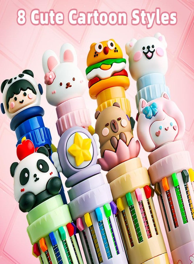 WATUNID 8Pcs 0.7mm Multicolor Ballpoint Pen, 10-in-1,12-in-1 Colored Retractable Cartoon Animal Ballpoint Pens, Kawaii Cute Pens for Office Back to School Supplies Students and Children Gift - Image 5