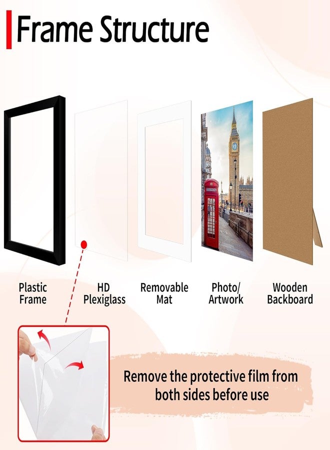 HOMERHYME مجموعة إطارات صور هومرهايم 5x7، 8 قطع، إطار أسود للتعليق على الحائط أو العرض على الطاولة، يناسب صور 4x6 مع حافة داخلية أو 5x7 بدون حافة داخلية، إطار صور بزجاج شبكي عالي الجودة لتزيين المنزل - Image 3