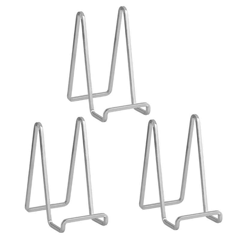 DIDUDIDU Plate Holder Easel Display Stand - 6 Inch Metal Plate Stands For Display - Tabletop Picture Stand - Silver Iron Easels For Display Pictures | Photo Frames | Book | Decorative Plates | Plaque - 3 Pack - Image 1