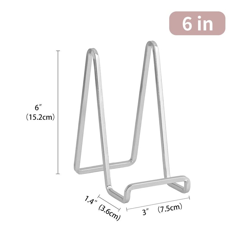 DIDUDIDU Plate Holder Easel Display Stand - 6 Inch Metal Plate Stands For Display - Tabletop Picture Stand - Silver Iron Easels For Display Pictures | Photo Frames | Book | Decorative Plates | Plaque - 3 Pack - Image 3